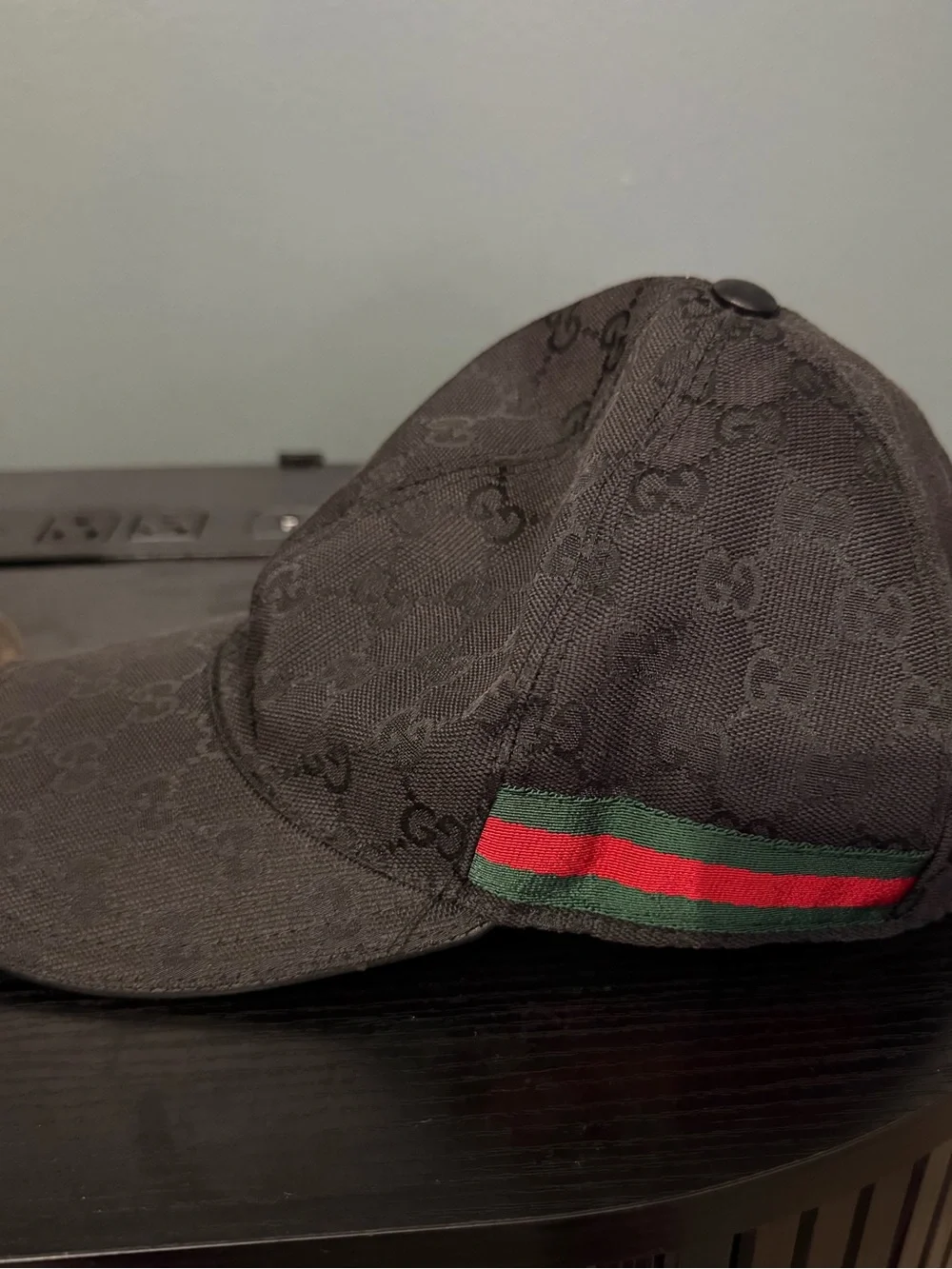 Authentic GG Monogram Cap with Red and Green Stripe